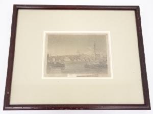 絵画　ジョージ・アーノルド　「ロンドン橋」　銅版画　額装